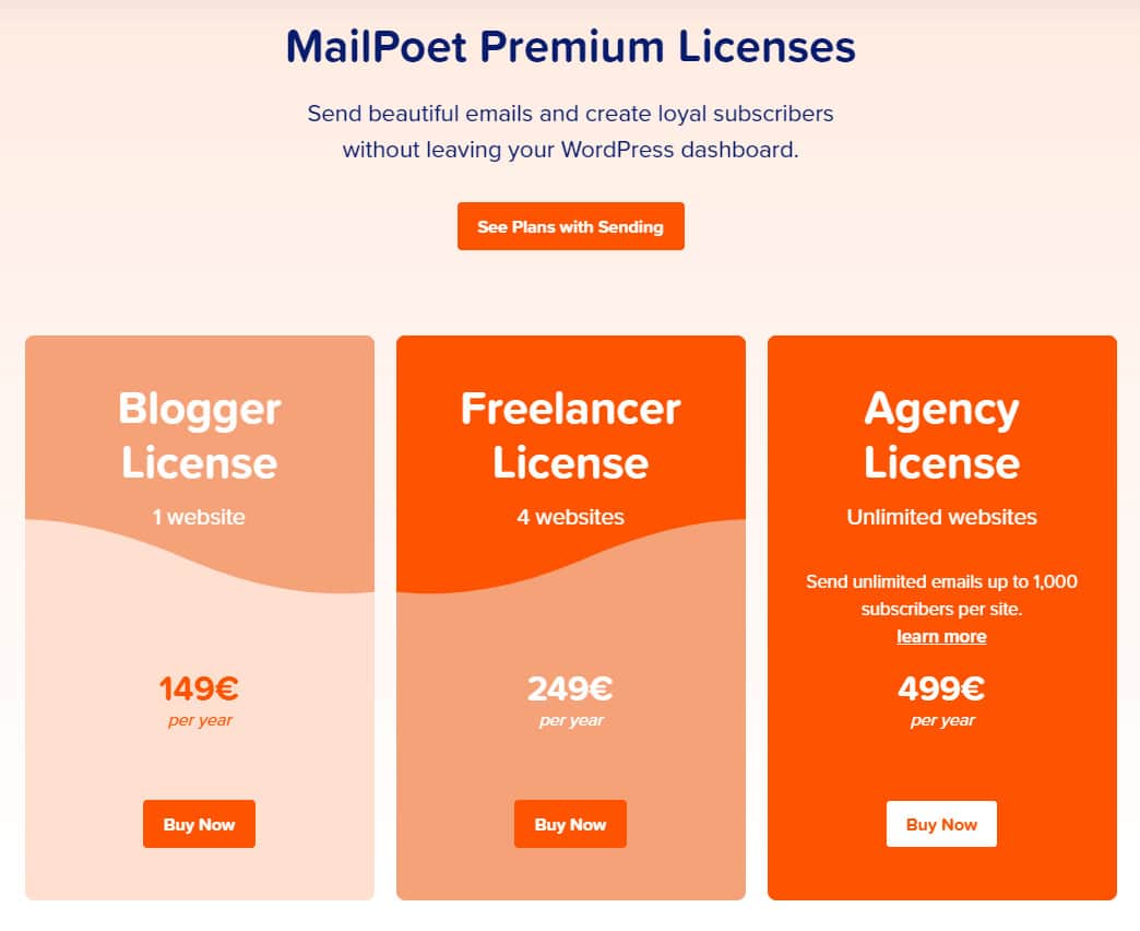 Sử dụng Mailpoet premium có bản quyền cho các khách hàng của Website Hiệu Quả